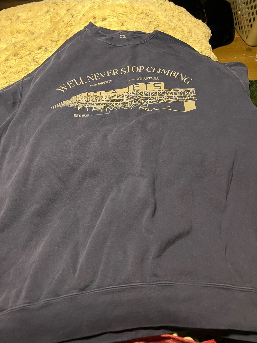Delta Navy Crewneck Sweatshirt, 100 Years Anniversary Delta Jets Graphic